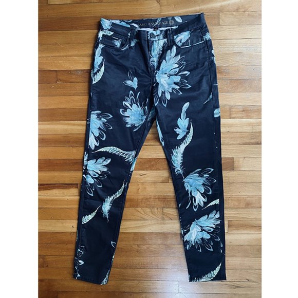 Marchesa Voyage Feather & Flower Capri Pants 26 - Picture 2 of 7